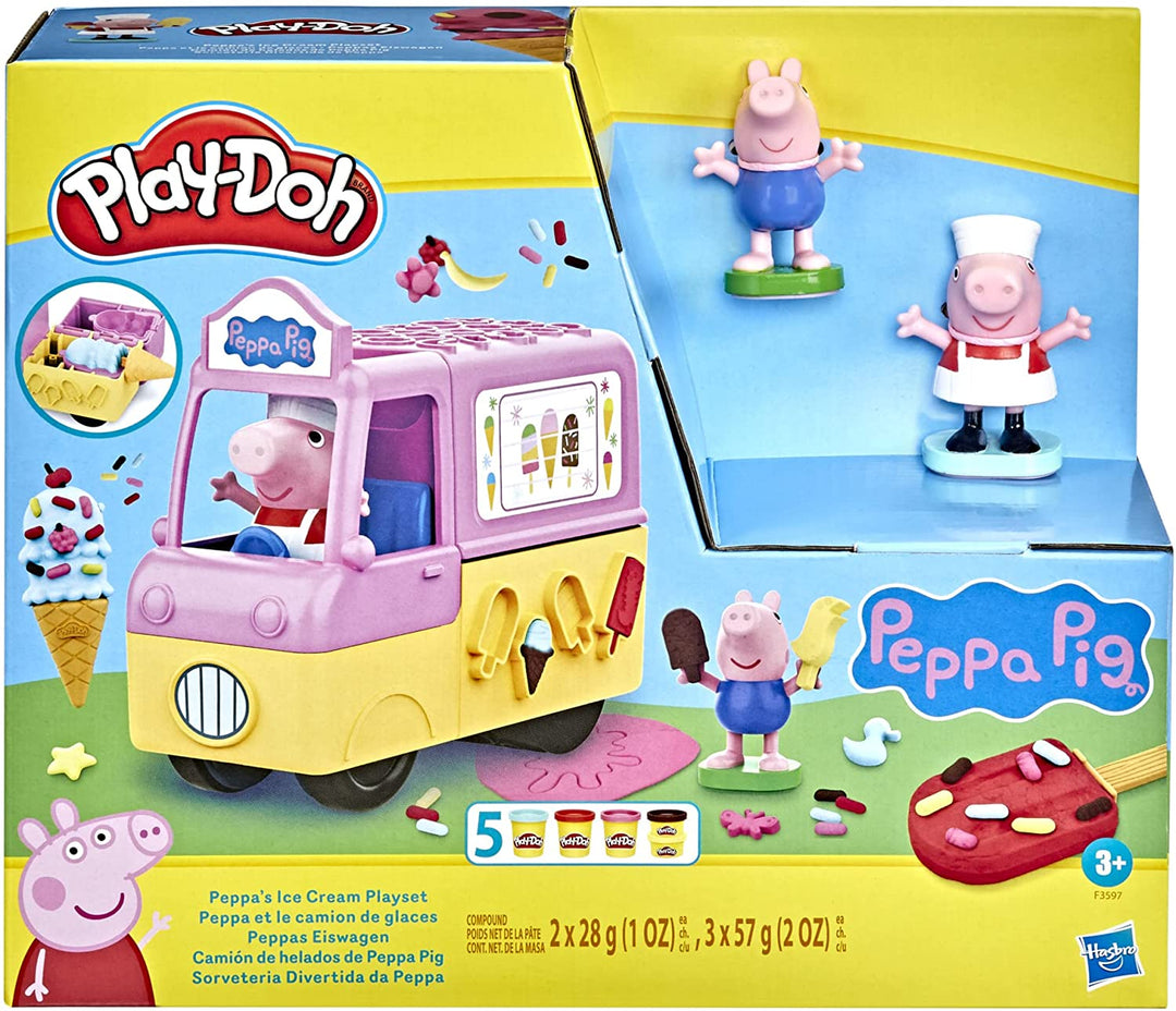 Play-Doh Peppa's Ice Cream Spielset mit Eiswagen, Peppa- und George-Figur