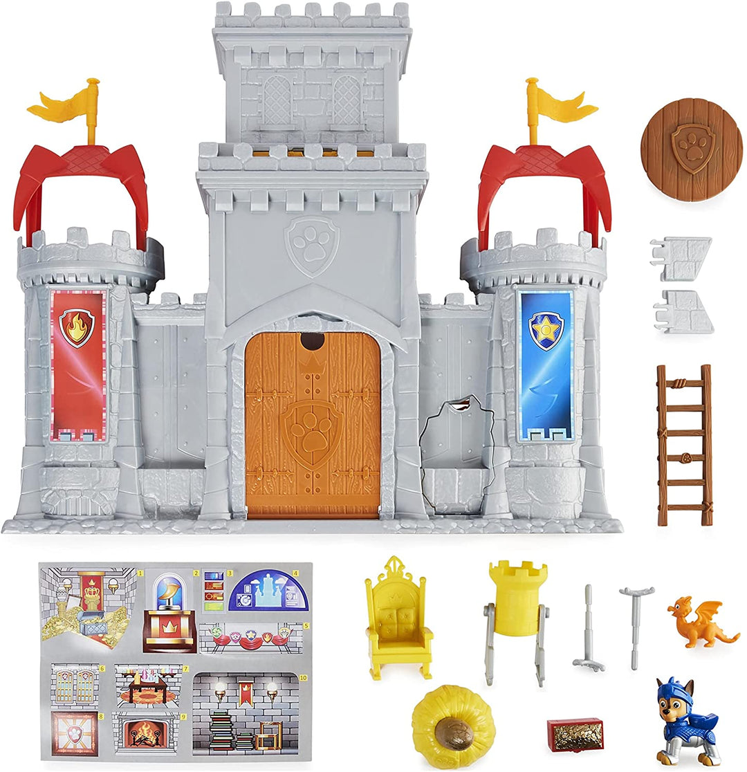 PAW Patrol, Rescue Knights Castle HQ Verwandelndes 11-teiliges Spielset mit Chase- und Mini-Dragon-Draco-Actionfiguren, Kinderspielzeug für Kinder ab 3 Jahren