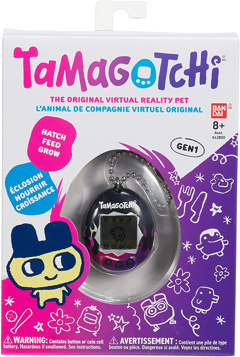Tamagotchi 42885NBNP Original Flames – Füttern, Pflegen, Pflegen – virtuelles Haustier mit Kette