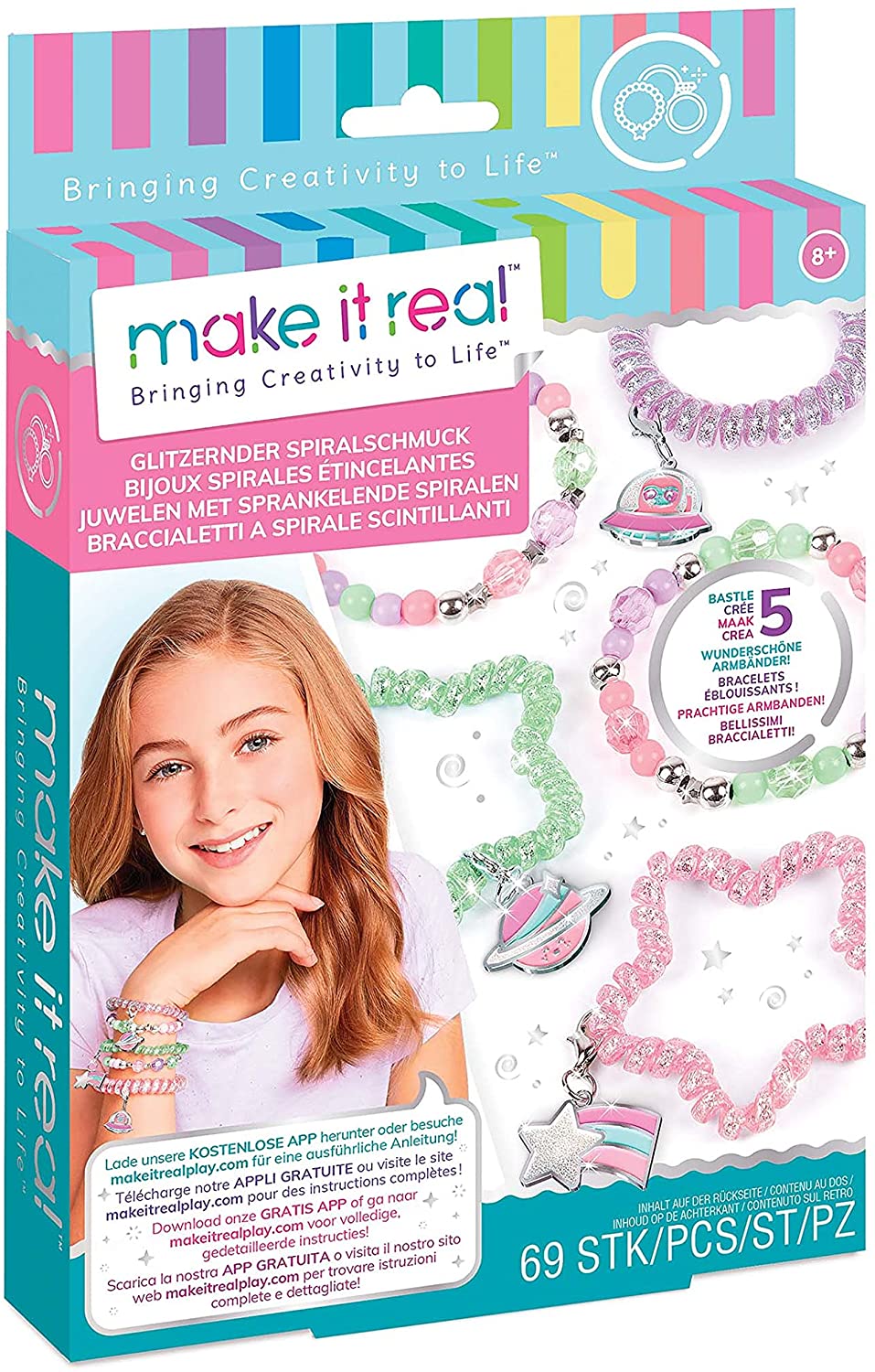 Make It Real 1210 Juegos de fabricación de joyas para niños, multicolor