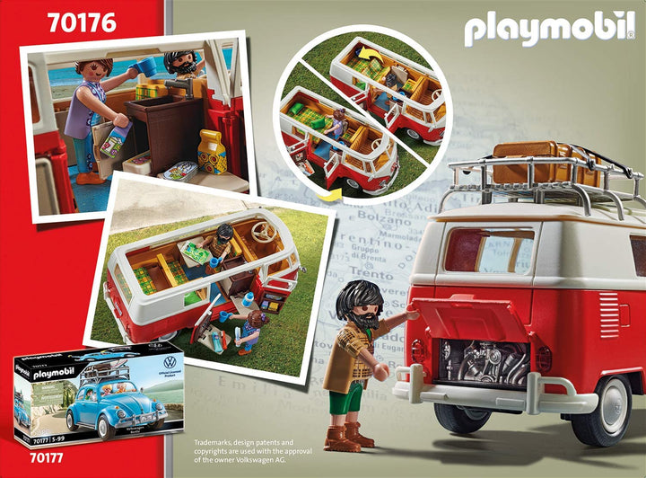 Playmobil 70176 Volkswagen T1 Camping Bus, para niños a partir de 5 años