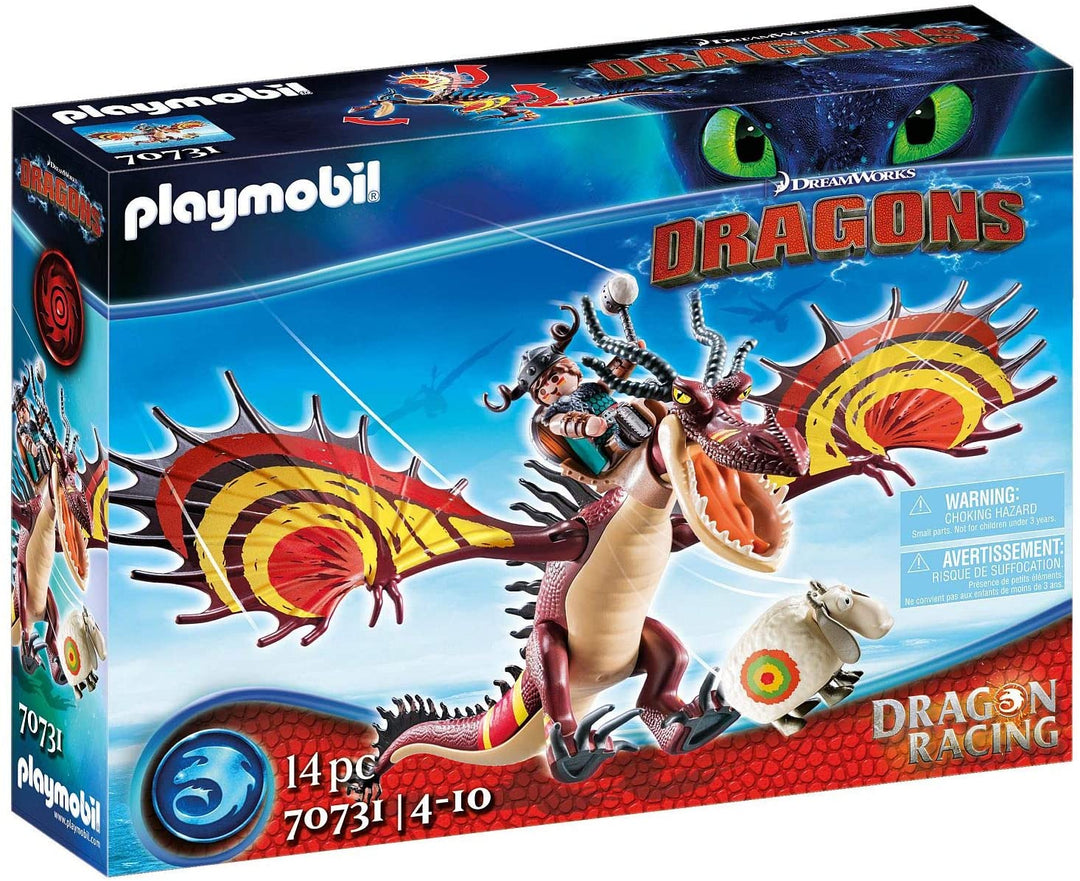 Playmobil DreamWorks Dragons 70731 Dragon Racing: Snotlout y Hookfang, para niños a partir de 4 años