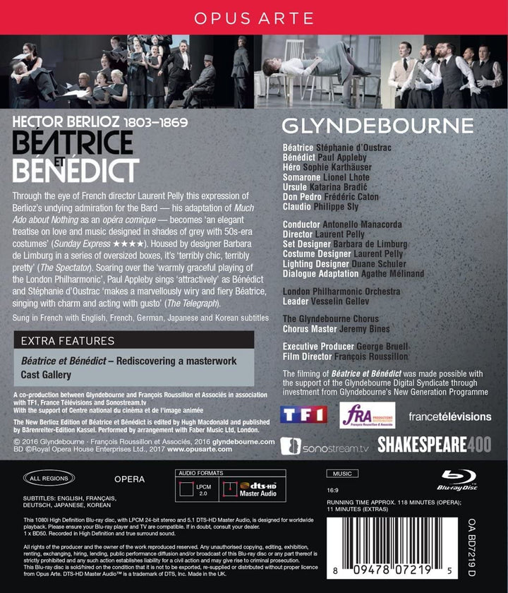 Berlioz: Béatrice et Bénédict [Stéphanie dOustrac; Paul Appleby; Philippe Sly; The Glyndebourne Chorus; Laurent Pelly] [Opus Arte: OABD7219D] [2017]  [Blu-ray]