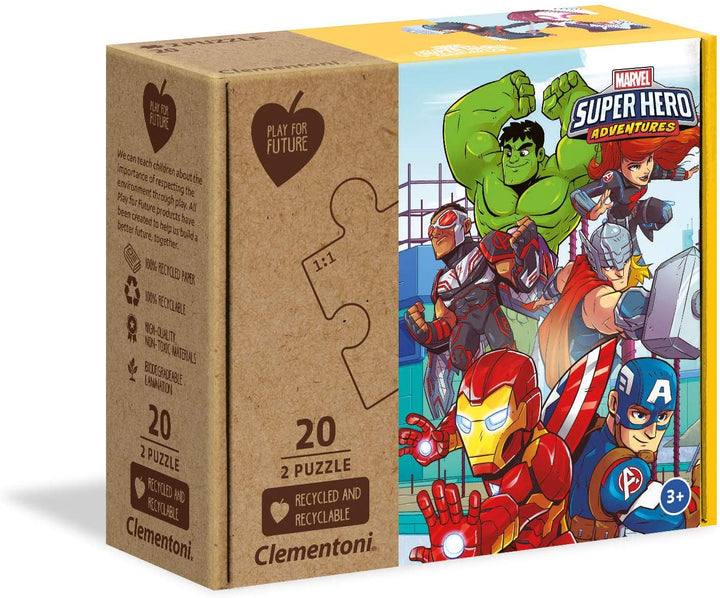 Clementoni – 24775 – Marvel Super Hero – 2 x 20 Teile – hergestellt in Italien – 100 % Recycelt