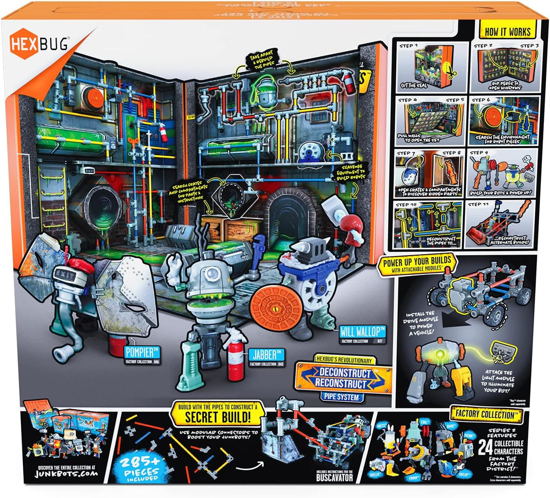 HEXBUG JUNKBOTS Großes Factory Habitat Metro Sewer System, Überraschungsspielzeug-Spielset