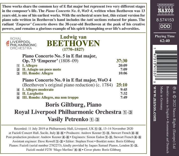 Beethoven: Klavierkonzerte [Boris Giltburg; Royal Liverpool Philharmonic Orchestra [Audio-CD]