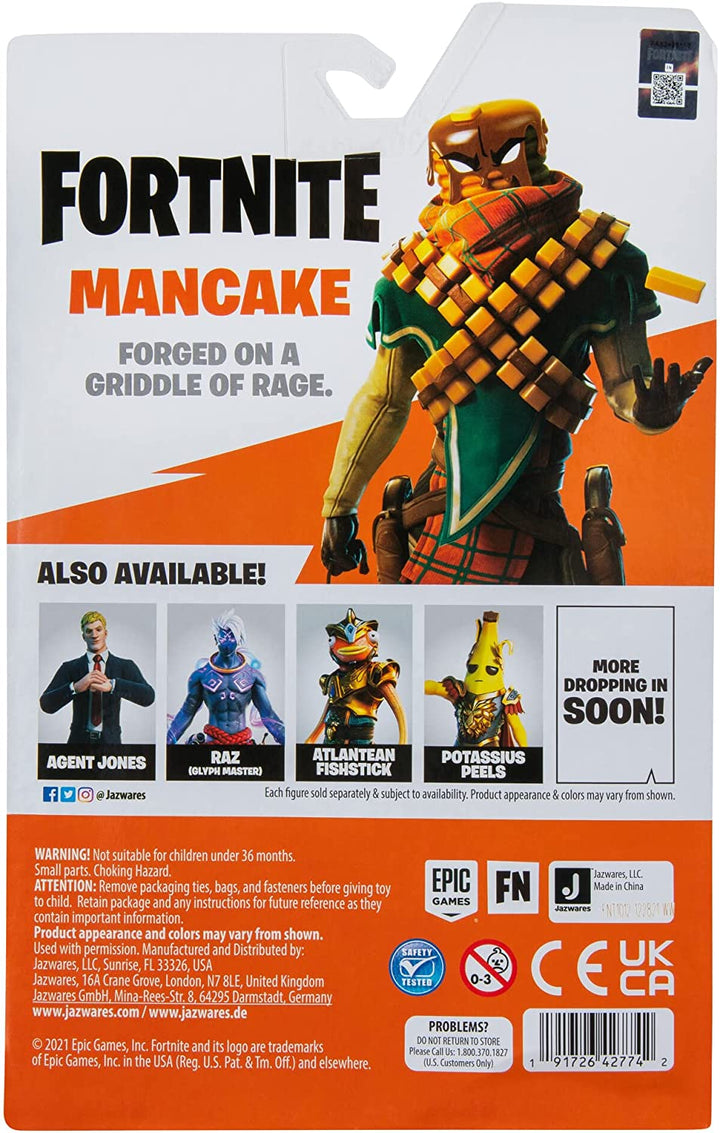 Fortnite Solo Mode Core Mancake, 4 Zoll große, sehr detaillierte Figur mit Harvesting T