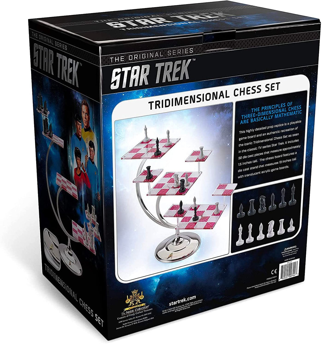 The Noble Collection Star Trek Tri-Dimensional Chess Set - 32 Highly Detailed Plastic Chess Pieces - Officially Licensed Star Trek TV Show Game Gifts