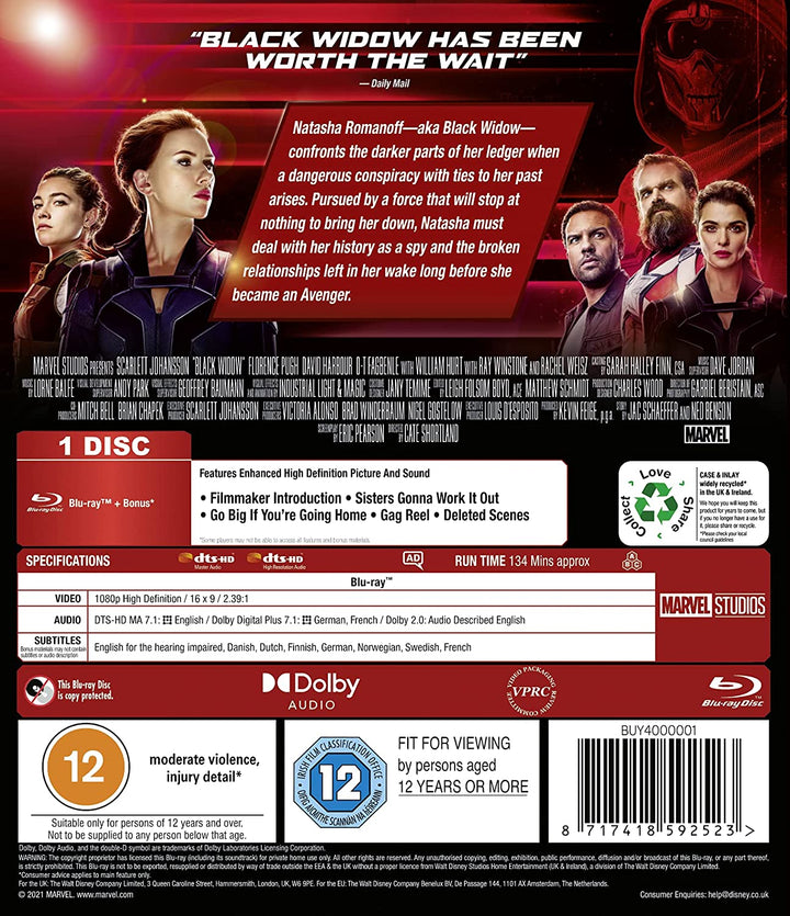 Marvel Studios Black Widow [2021] [Region Free] – Action/Abenteuer [Blu-ray]