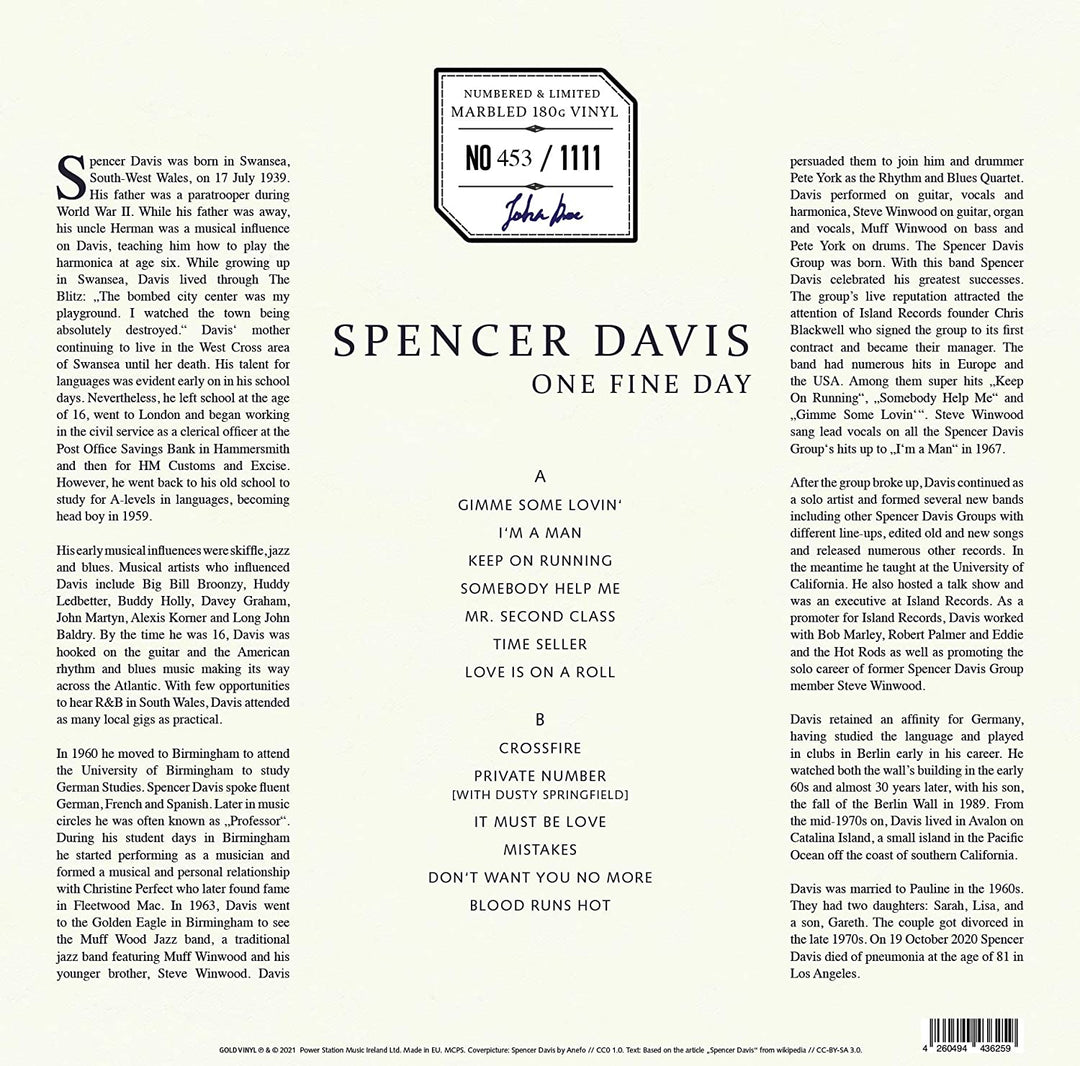 Spencer Davis – One Fine Day [Vinyl]