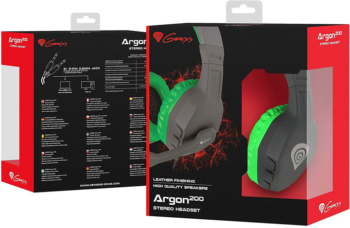Genesis Argon Green 200 Gaming Headset mit Mikrofon Mini Jack 3,5 mm X2 PC