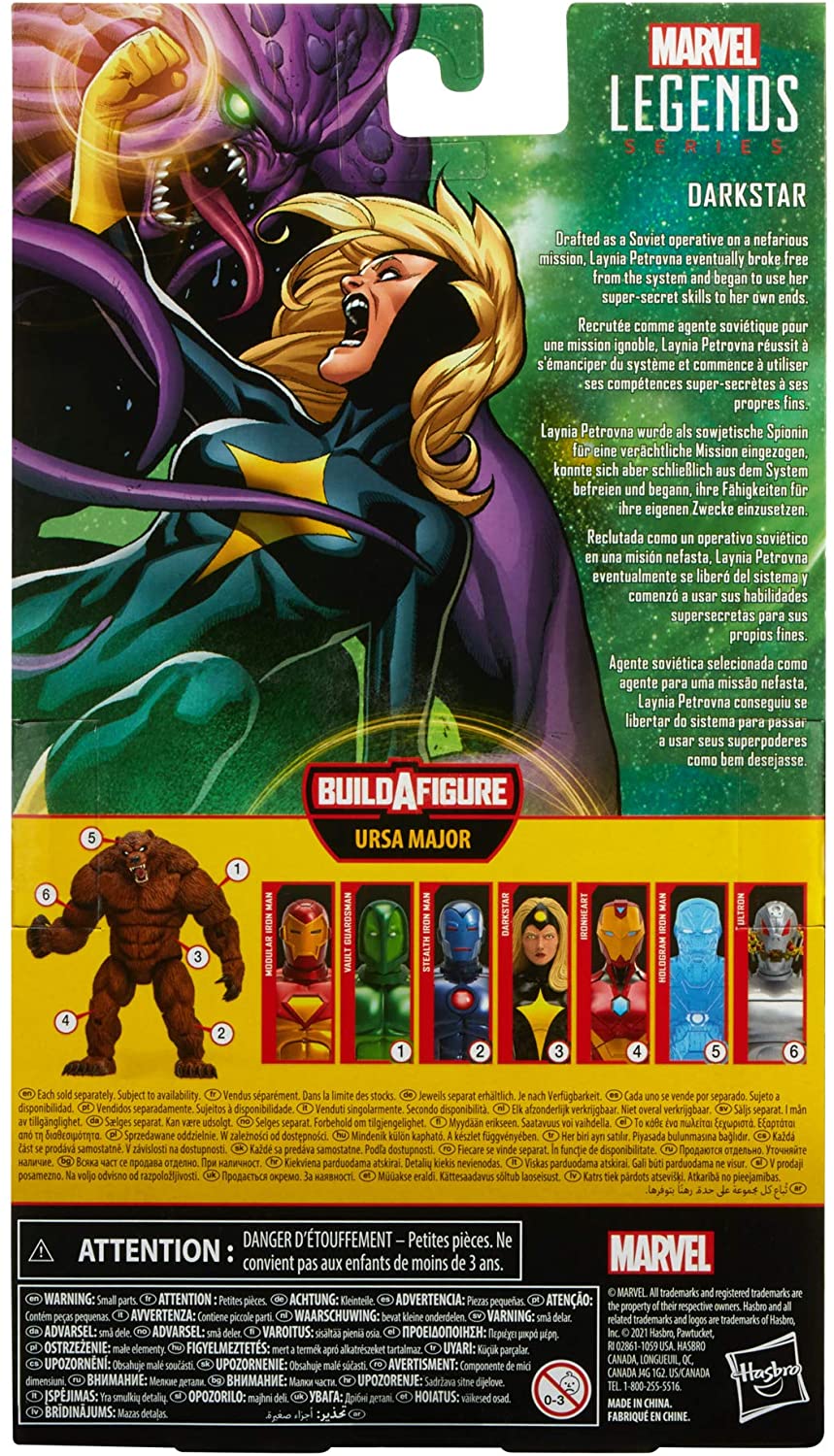 Hasbro Marvel Legends Series 6-Zoll-Darkstar-Actionfigurenspielzeug, erstklassiges Design und Artikulation, inklusive 2 Zubehörteilen und 1 Build-A-Figure-Teil, mehrfarbig, F2590