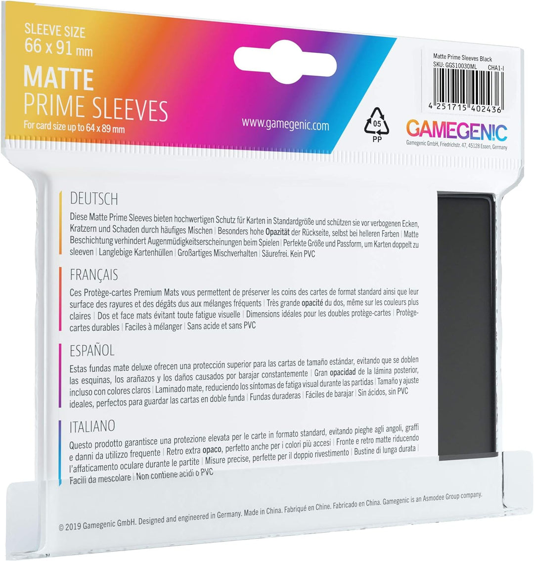 Gamegenic GGS11030ML Matte Prime Sleeves (100-Pack), Black