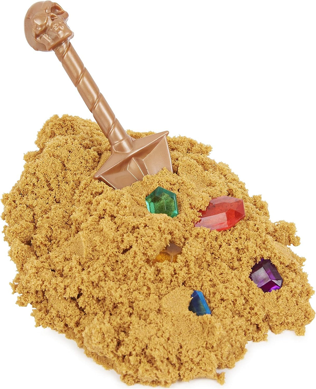Kinetic Sand, Treasure Hunt Playset with 9 Surprise Reveals, 567g Brown and Rare Shimmer Gold Play Sand