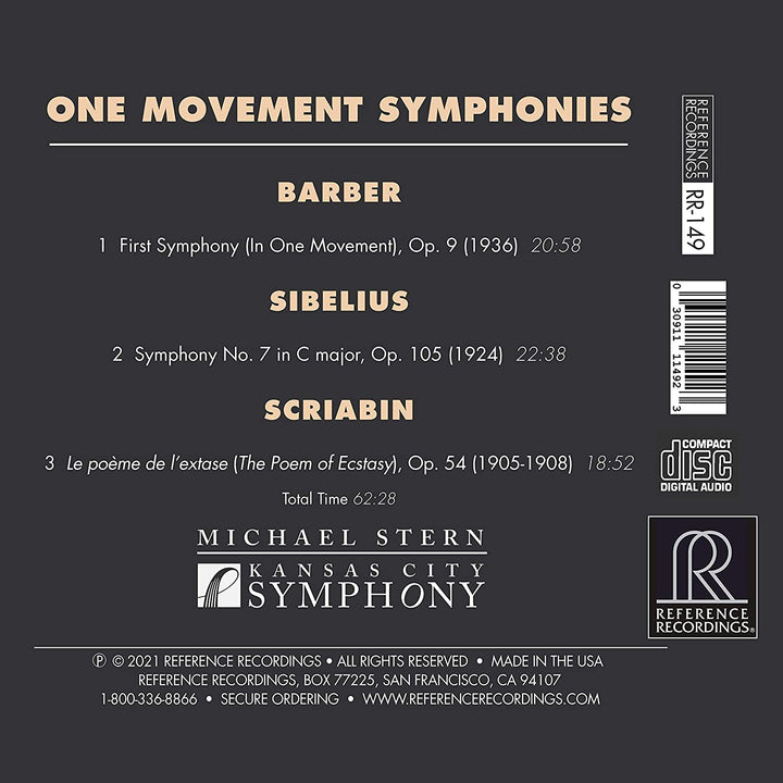 Kansas City Symphony - One Movement Symphonies [Kansas City Symphony; Michael Stern] [Reference Recordings: RR-149] [Audio CD]