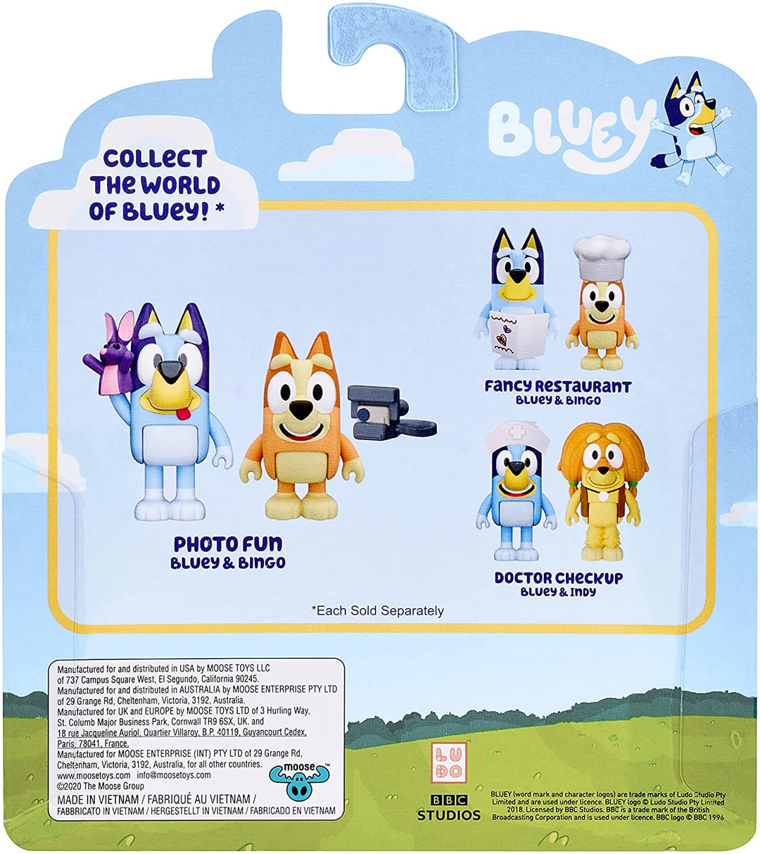 Bluey Photographer Figure 2-Pack, 2,5 Zoll bewegliche Figuren mit Zubehör,