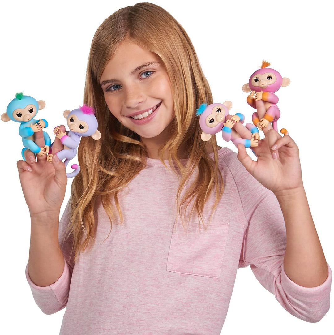 Fingerlings 2 Tone Monkey - Charlie (blu con accenti verdi) - Animale domestico interattivo