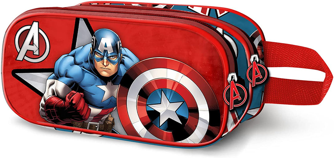 Captain America Gravity-3D Doppel-Federmäppchen, Rot