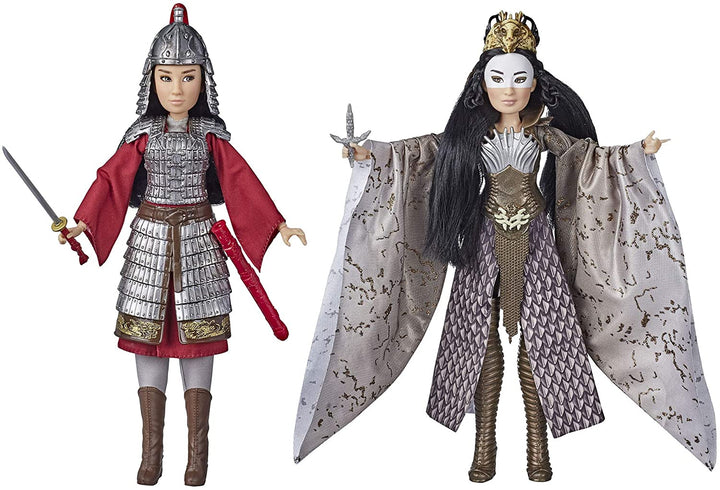 Disney Mulan und Xianniang Puppen mit Helm, Rüstung und Schwert, inspiriert von Disneys Mulan-Film