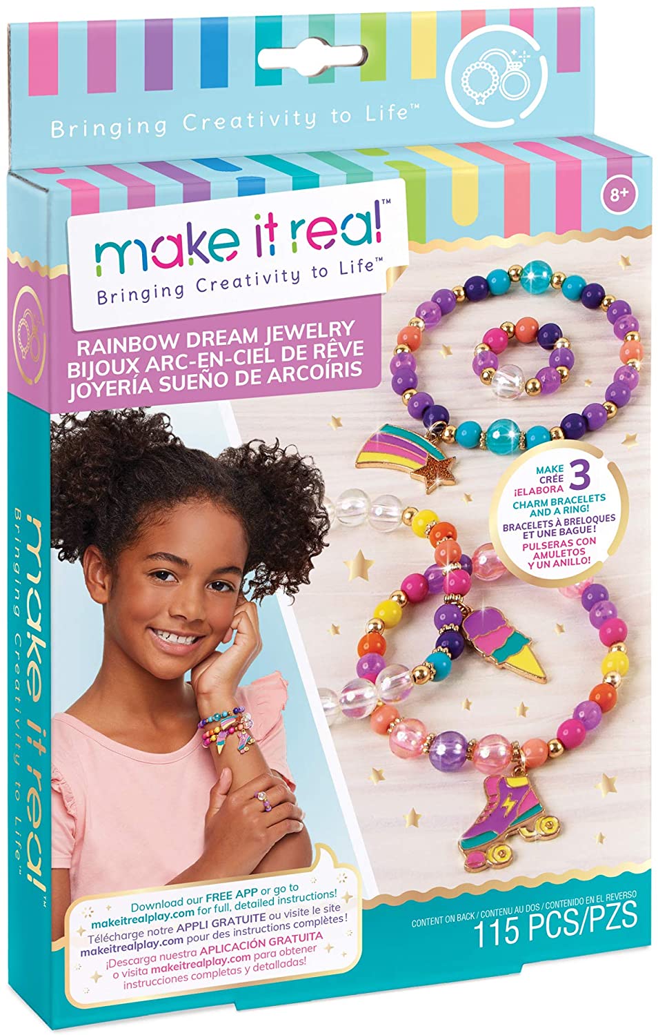 Make It Real Rainbow Dream Jewelry Bricolage Bracelet à breloques Kit de fabrication pour les filles