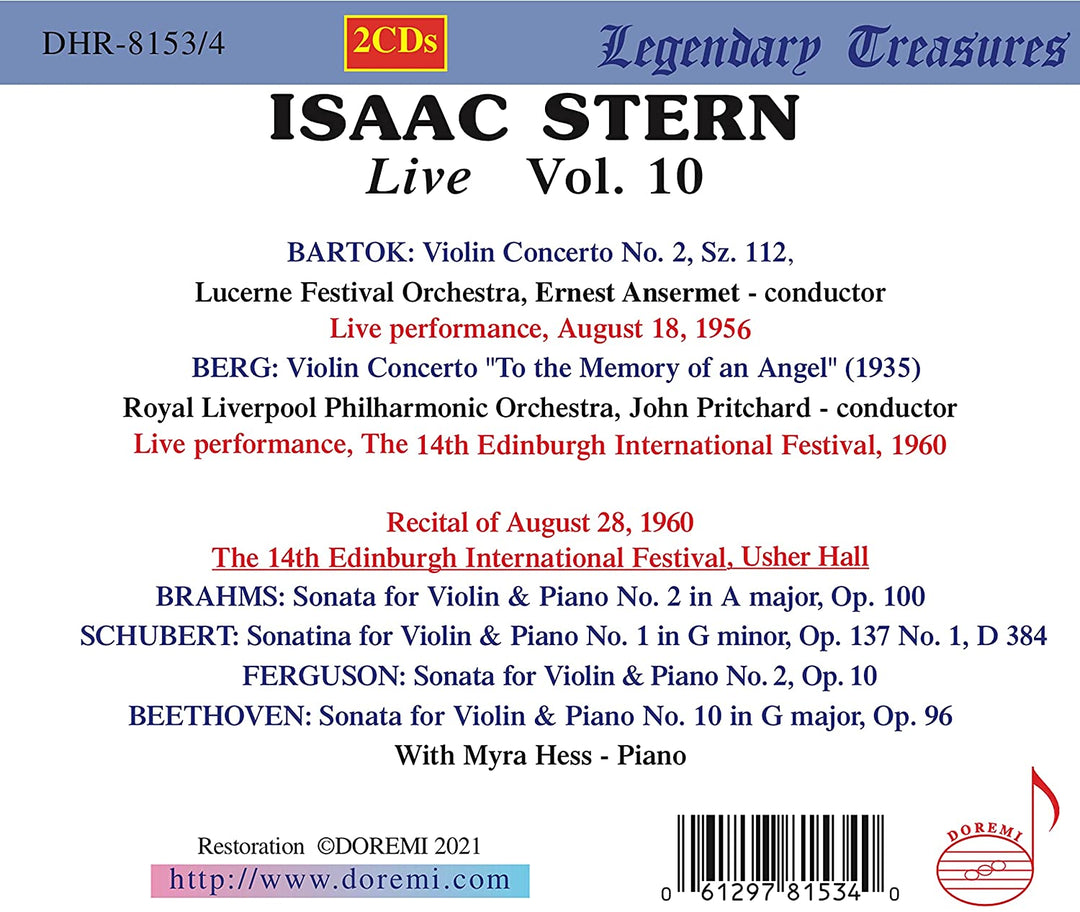 Isaac Stern Live, Vol. 10 [Isaac Stern; Lucerne Festival Orchester; Royal Liverp [Audio CD]
