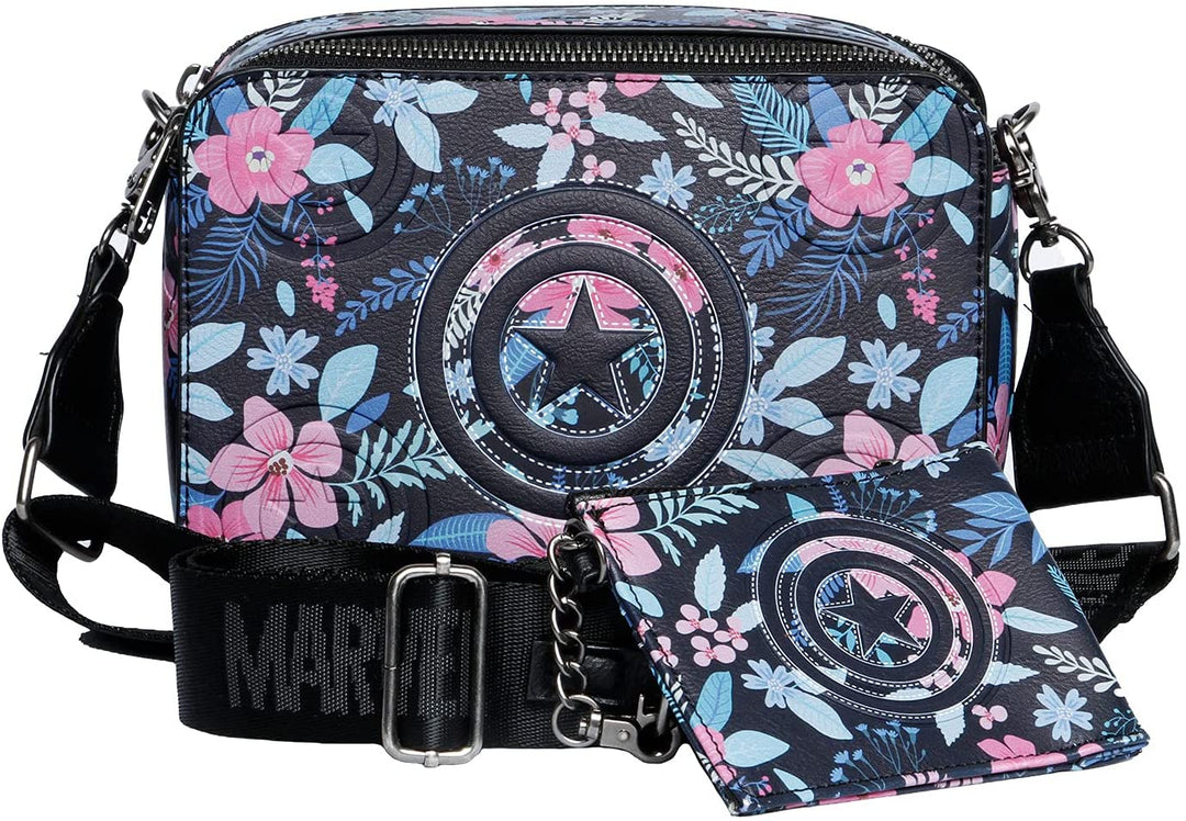 Captain America Spring-IBiscuit Bag with Purse Cardholder, Multicolour