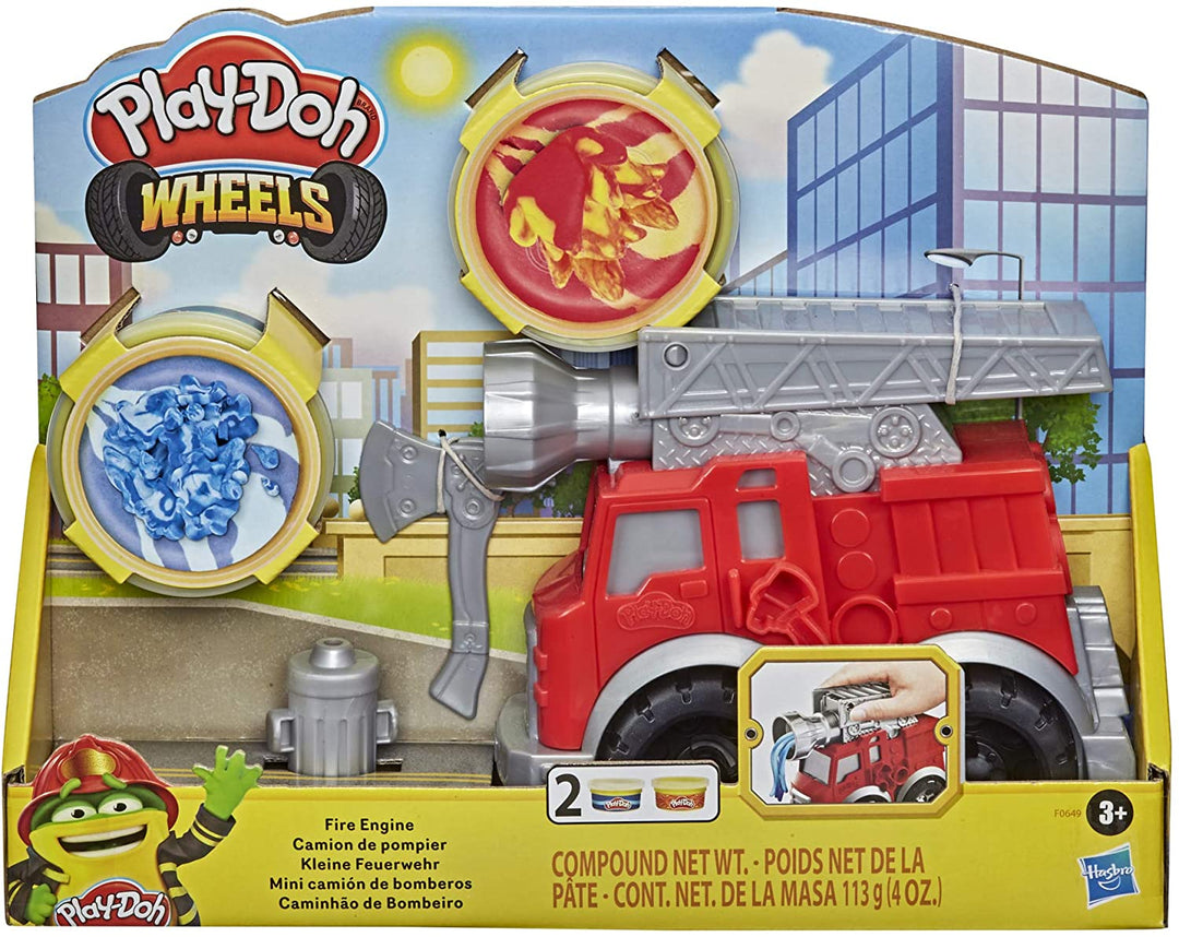 Play Doh Wheels Set da gioco per camion dei pompieri con 2 lattine di pasta modellabile atossica con colori per acqua e fuoco