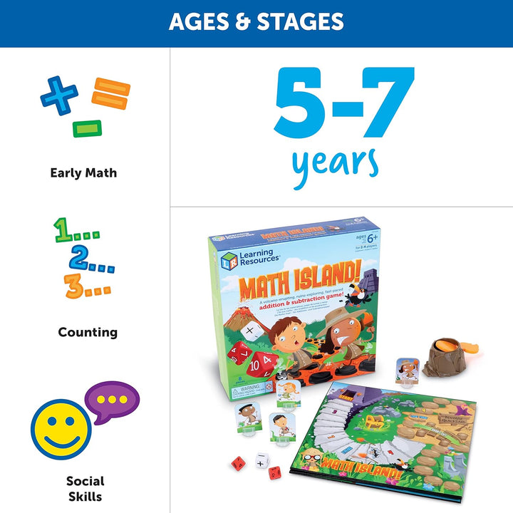 Learning Resources Maths Island Additions- und Subtraktionsspiel, Lernspiele,