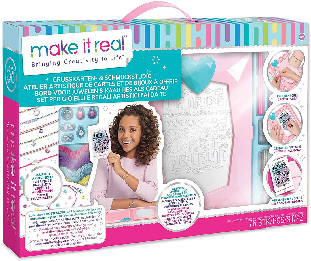 Make It Real 2901518 DIY Grußkarten- und Schmuckstudio-Bastelset für Kinder Cre