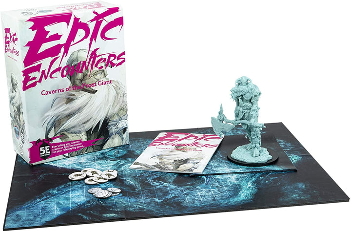 Epic Encounters: Caverns of the Frost Giant - RPG Fantasy Roleplaying Tabletop Game with Giant Boss Miniature, Double-Sided Game Mat, & Game Master Adventure Book with Monster Stats, 5E Compatible