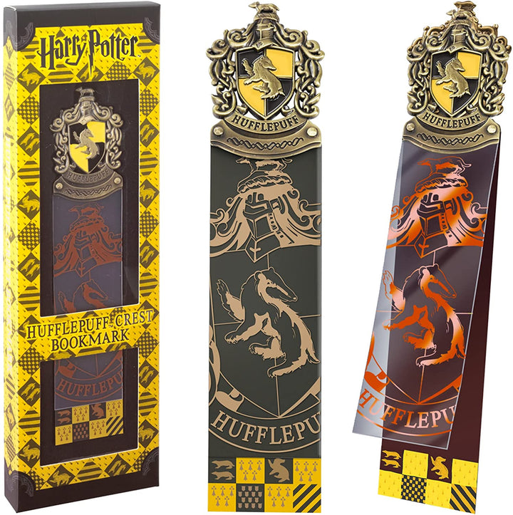 The Noble Collection Lesezeichen mit Hufflepuff-Wappen, Harry-Potter-Lesezeichen mit handemailliertem Wappen aus Druckgussmetall – offiziell lizenzierte Harry-Potter-Filmgeschenke