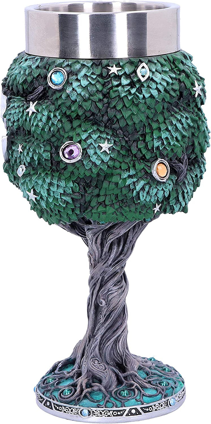 Nemesis Now Exclusive Tree of Life Nature Goblet Wine Glass, Green, 18cm