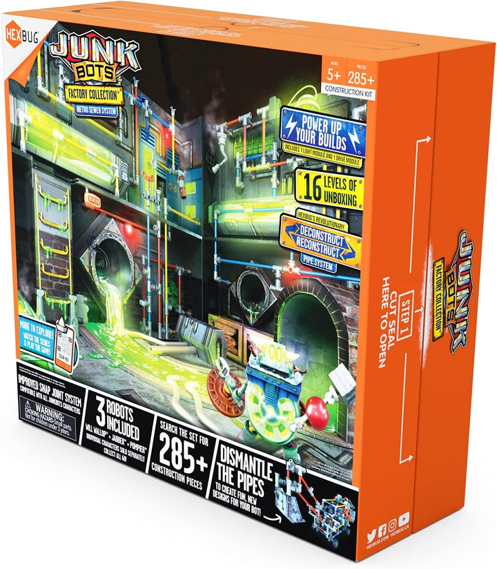 HEXBUG JUNKBOTS Large Factory Habitat Metro Sewer System, Surprise Toy Playset