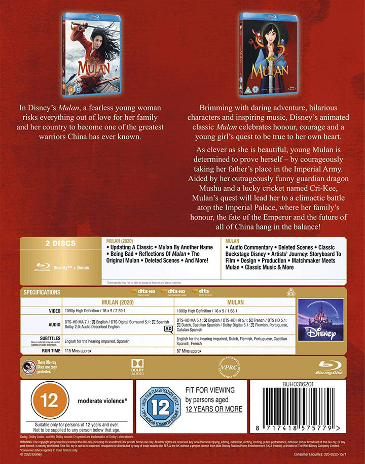 Mulan Live Action/Mulan Animation Double Pack BD – Musical/Familie [Blu-ray]