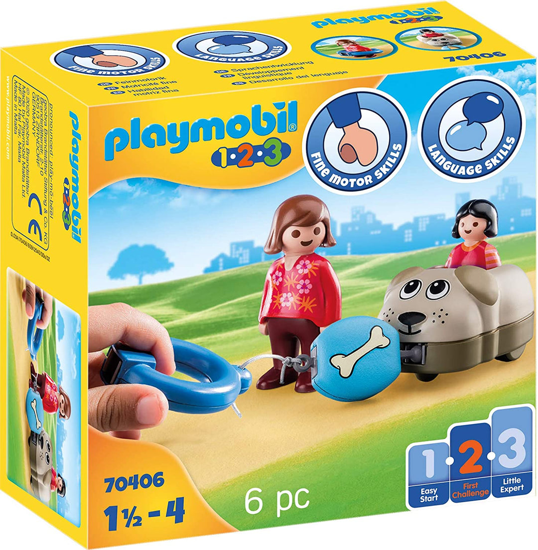 Playmobil 1.2.3 70406 Dog Train Car, for Children Ages 1.5 - 4