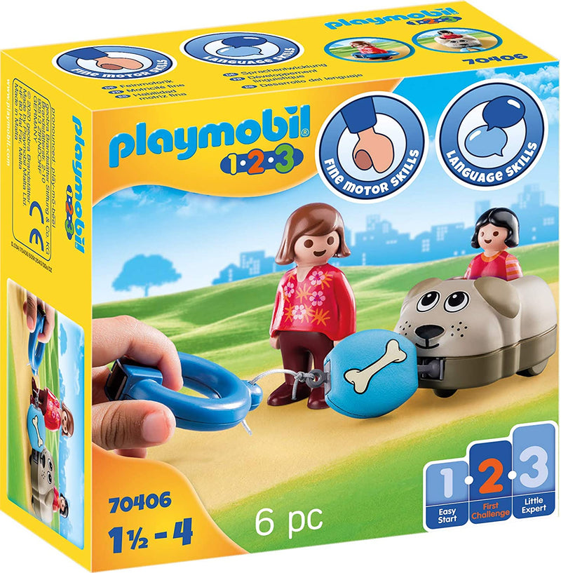 Playmobil 1.2.3 70406 Dog Train Car, for Children Ages 1.5 - 4