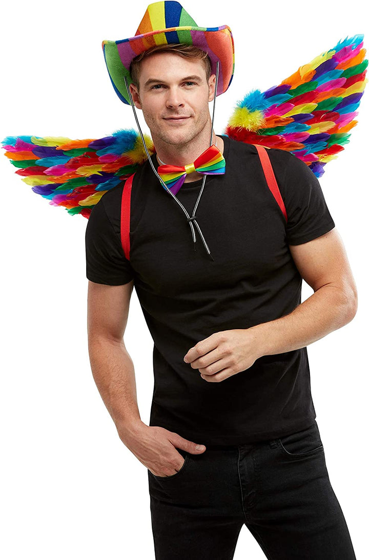 Smiffys 51000 Rainbow Feather Wings, Unisex Adult, Multi-Colour