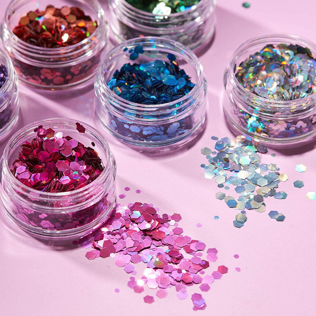 Chunky Holographic Glitter by Moon Glitter - Black - Cosmetic Festival Makeup Glitter for Face, Body, Nails, Hair, Lips - 3g