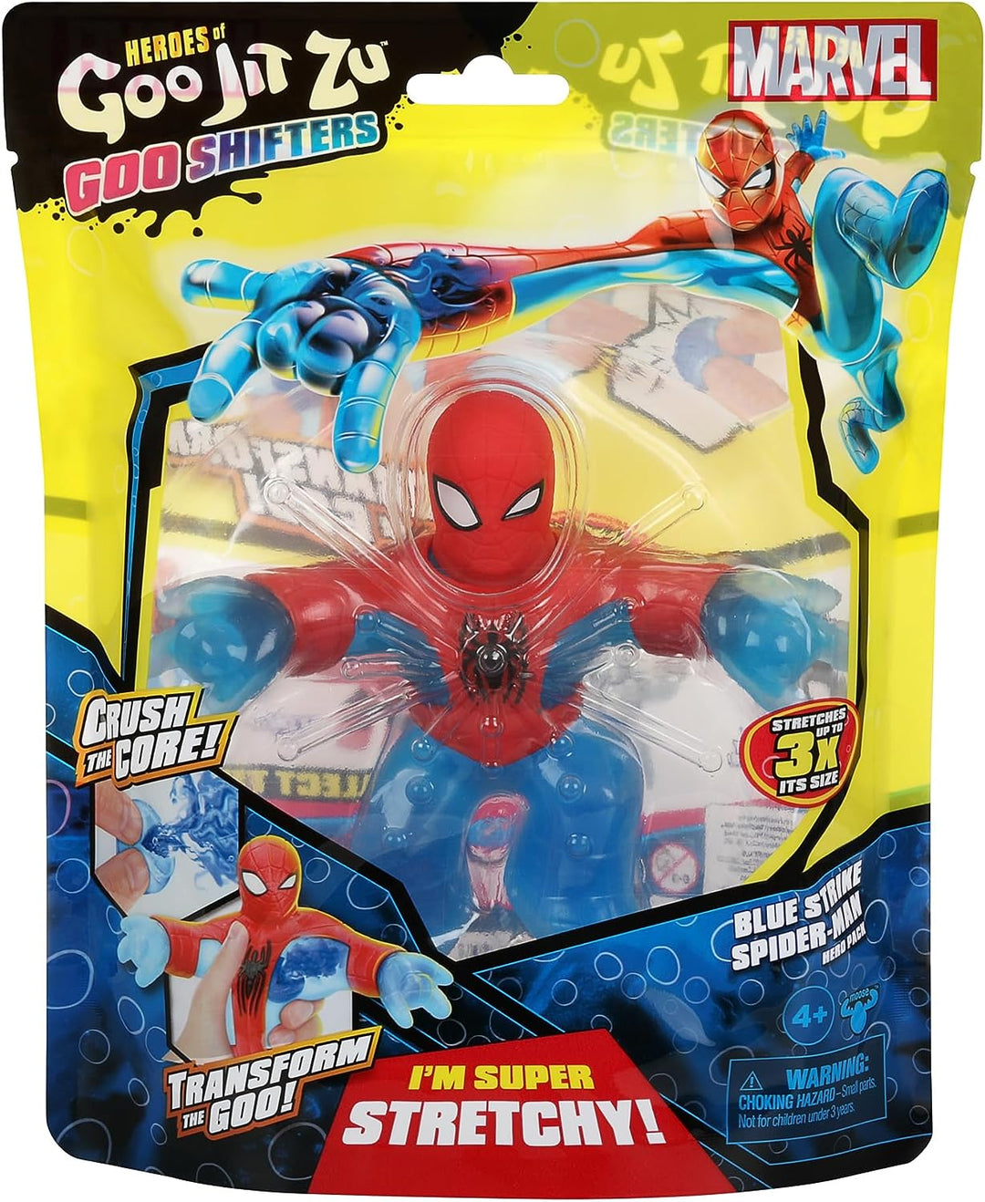 Helden von Goo Jit Zu Goo Shifters Marvel Stretchy Blue Strike Spider-Man. Super