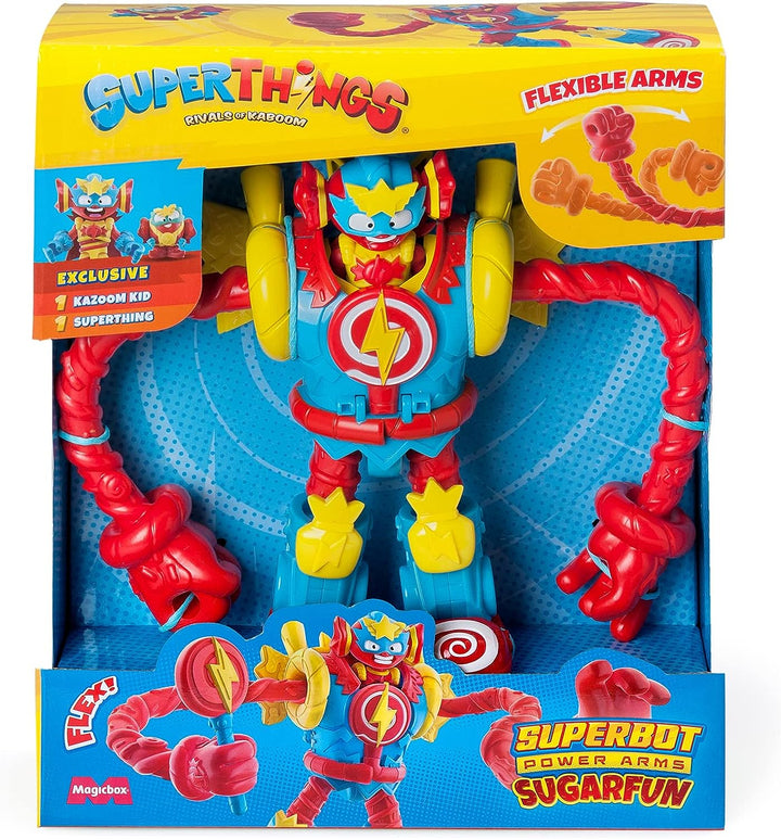 SUPERTHINGS Superbot Power Arms Sugarfun – Articulated hero robot with flexible arms and combat accessory