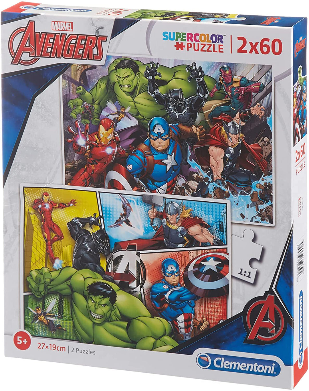 Clementoni – 21605 – Supercolor-Puzzle für Kinder – The Avengers – 2 x 60 Teile Puzzle