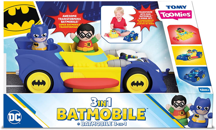 Toomies DC Comics Batman E73262 3-in-1-Fahrzeug verwandelt sich in ein Mini-Batmobil