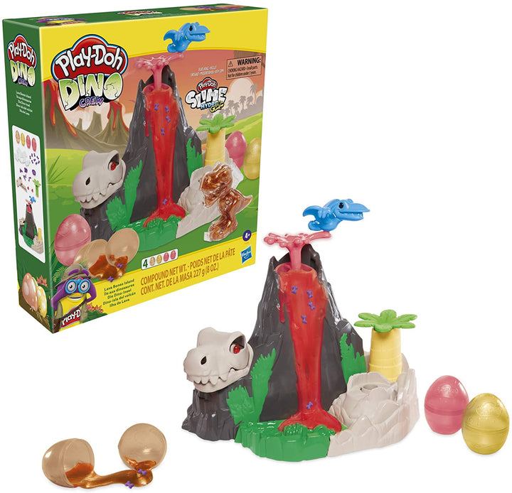 Play-Doh Slime Dino Crew Lava Bones Island Volcano Playset para niños de 4 años