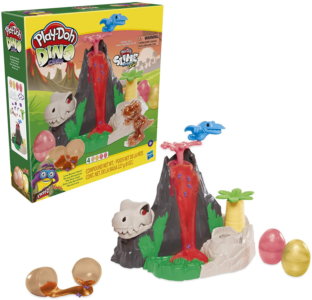 Play-Doh Slime Dino Crew Lava Bones Island Volcano Playset per Bambini 4 Anni