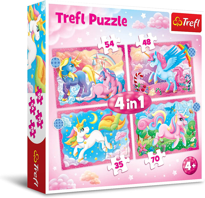 Puzzles mit 35 bis 70 Teilen: 4 Puzzles: Licornes et magie