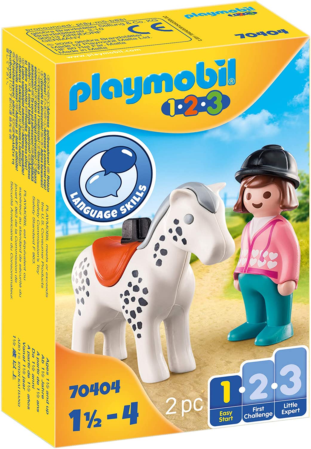 Playmobil 1.2.3 70404 Jinete con caballo, para niños de 1,5 a 4 años