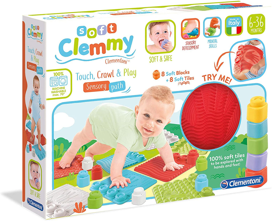 Clementoni 17352 Soft Clemmy Tast-, Krabbel- und Spiel-Sinnespfad für Babys und Kleinkinder