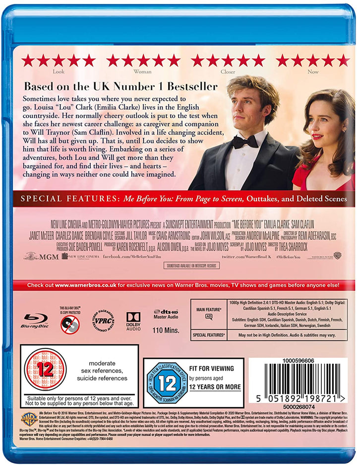 Me Before You [2016] [Region Free] - Romance/Drama [Blu-ray]