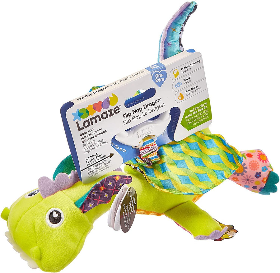 Lamaze Flip Flap Dragon Clip on Pram and Pushchair Newborn Baby Toy Sensory Toy - Yachew