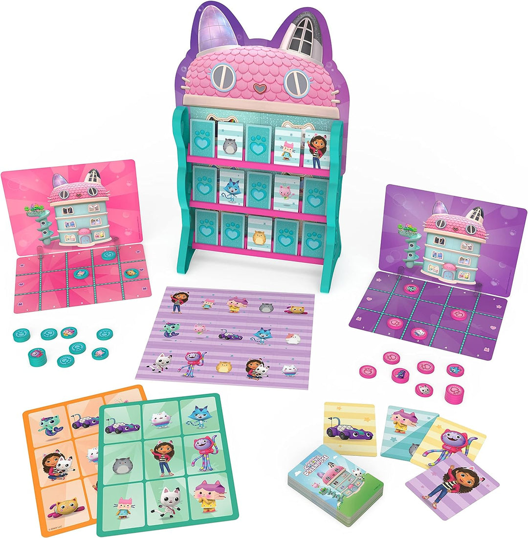 Gabby's Dollhouse, Games HQ Checkers Tic Tac Toe Memory Match Go Fish Bingo Card